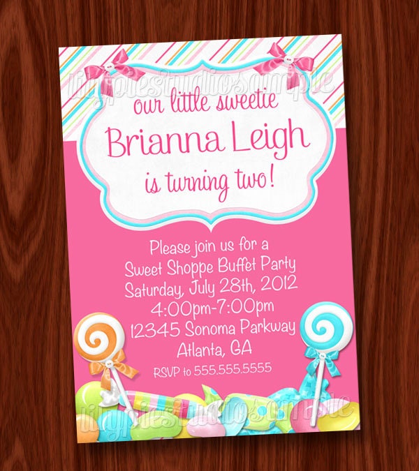 Sweet Shoppe Birthday Photo Invitation PRINTABLE Digital File Il_570xn