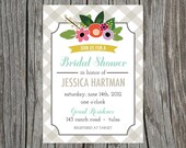 Printable Bridal Shower Invitation Modern Floral Gingham Vintage Il_170x135