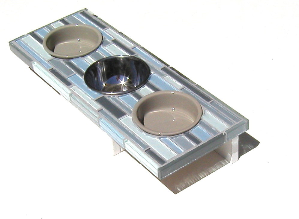 Custom Order Three Is Company Diner, elevated pet feeder, raised cat or dog bowls