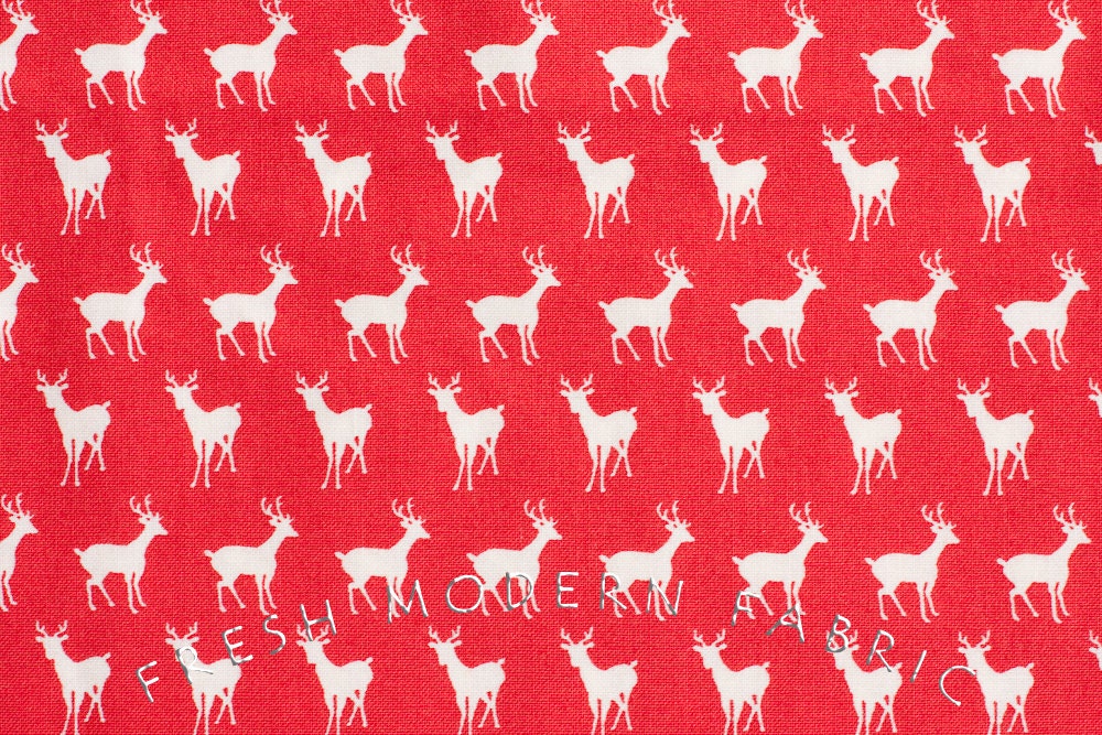Half Yard Oh Deer Tiny Deer in Cherry Red, Momo, Moda Fabrics, 100% Cotton Fabric