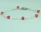 Squares of Pink Swarovski Crystal Bracelet by Michelle