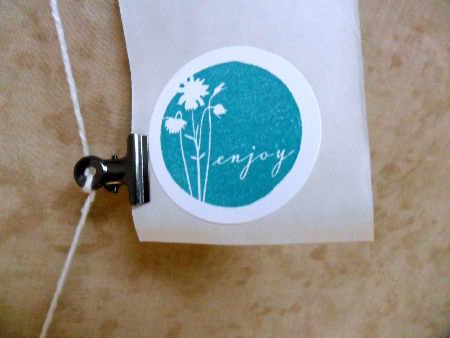 Envelope Gift Bag Seals Stickers Enjoy Blue Flowers Treat Bags Favor Bags Embellishments Weddings Hostess