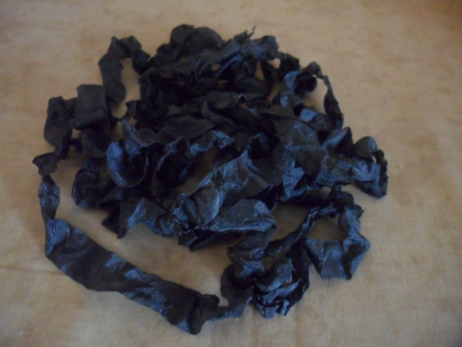 Seam Binding Ribbon Dark Slate Grey Gray Crinkled Wrinkled