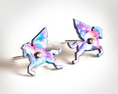 Pegasus earrings, hammered earrings posts.