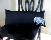 Buffalo NY Pillow Mini Silhouette in Zebra Print Felt on Black Cotton