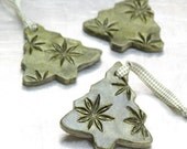 Ceramic Ornament with Star Anise Impressions Christmas Holiday Decoration Evergreen Tree