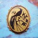 Vintage Art Deco Brooch Large Brass Black Peacock Bird Lithograph Print 1930s Jewelry