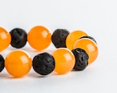 Autumn Beadwork Bracelet Black Orange Autumn Jewelry