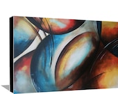 Large Abstract Painting Original Abstract Painting Circle Painting on Canvas Coral Painting Blue Acrylic Wall Decorations Art 36x24 by DAY