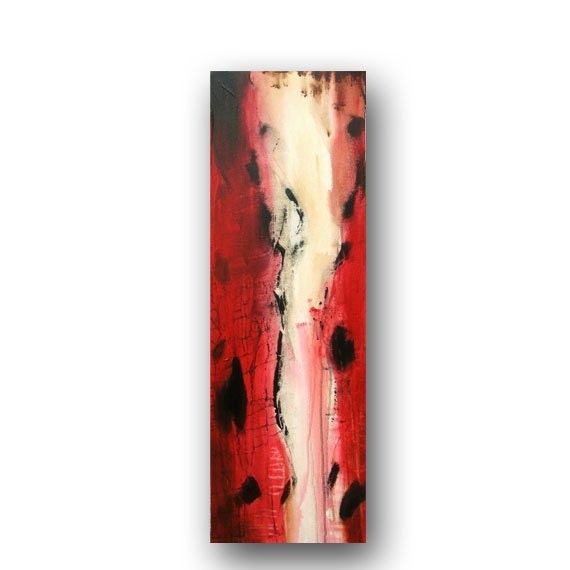 Abstract Painting Red Painting and Black and White Painting Original Painting on Canvas Contemporary Painting Modern Art 36x12 Day