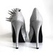 Asymmetrical Spiked Pumps - Silver Glitter