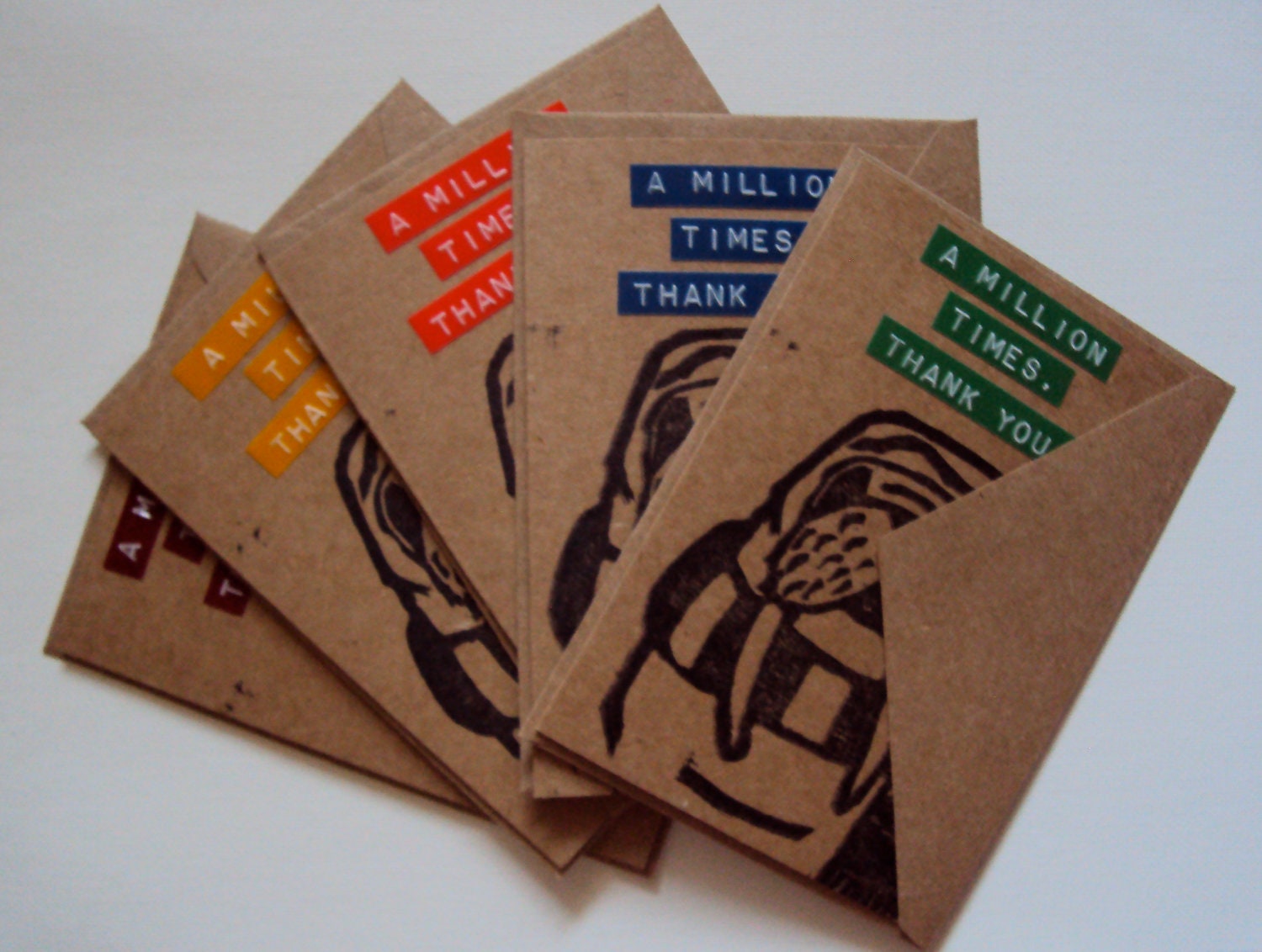 Pack of 5 Handmade Thank You Cards.