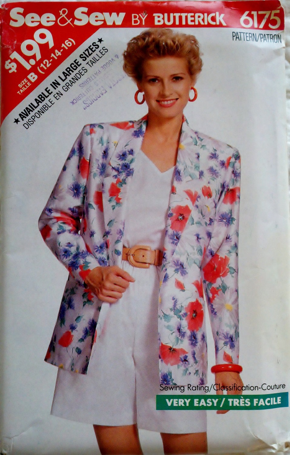 Womens Sewing Pattern Sleeveless Blouse Elastic Waist Shorts with Pockets Blazer Jacket with Shawl Collar Bust 34-38" UNCUT