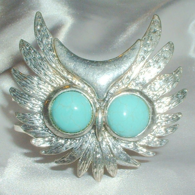 Vintage 1960's Silver Owl Bangle Bracelet