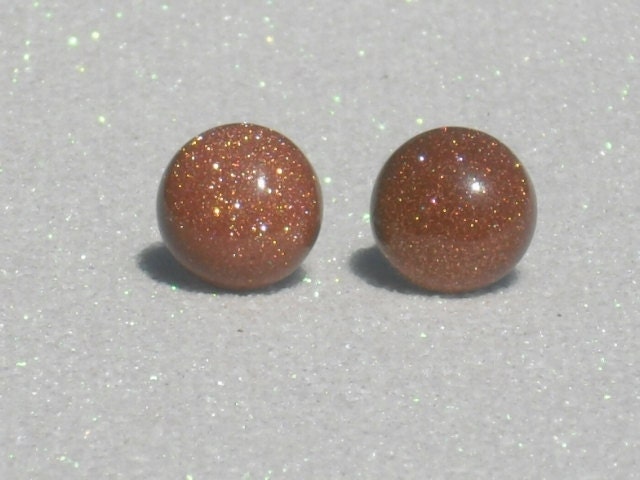 Round Goldstone Stud Earrings