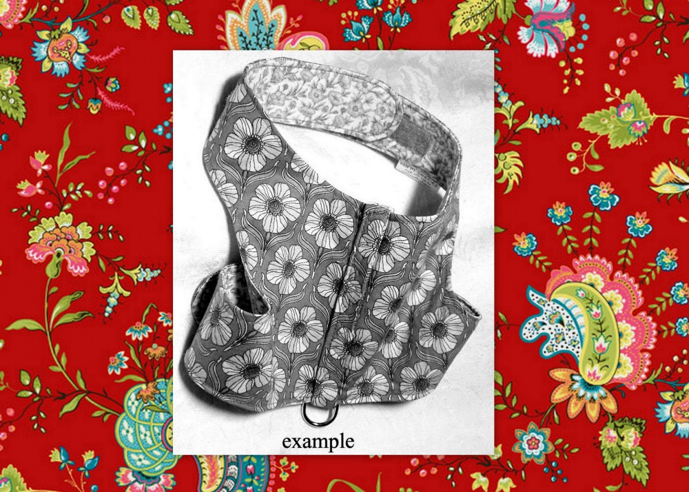 Small dog harness reversible adjustable handmade Custom pets clothing soft and secure in cotton