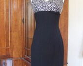 Vintage 1950s Black Silver Sleeveless Cocktail Wiggle Dress Size S, New Years Eve Party, Christmas Eve Party, Mad Men Era