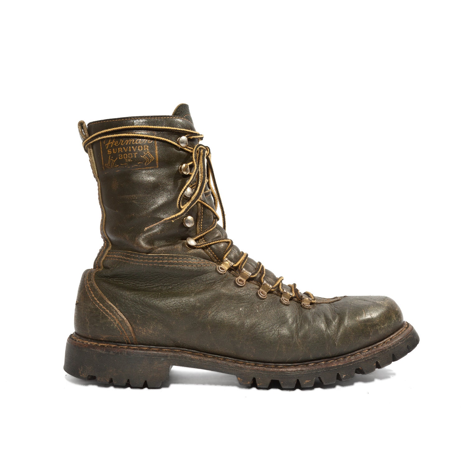 Vintage Herman Survivor Gun Boots Insulated Outdoor Boots Swamp Green for Men's Size 10