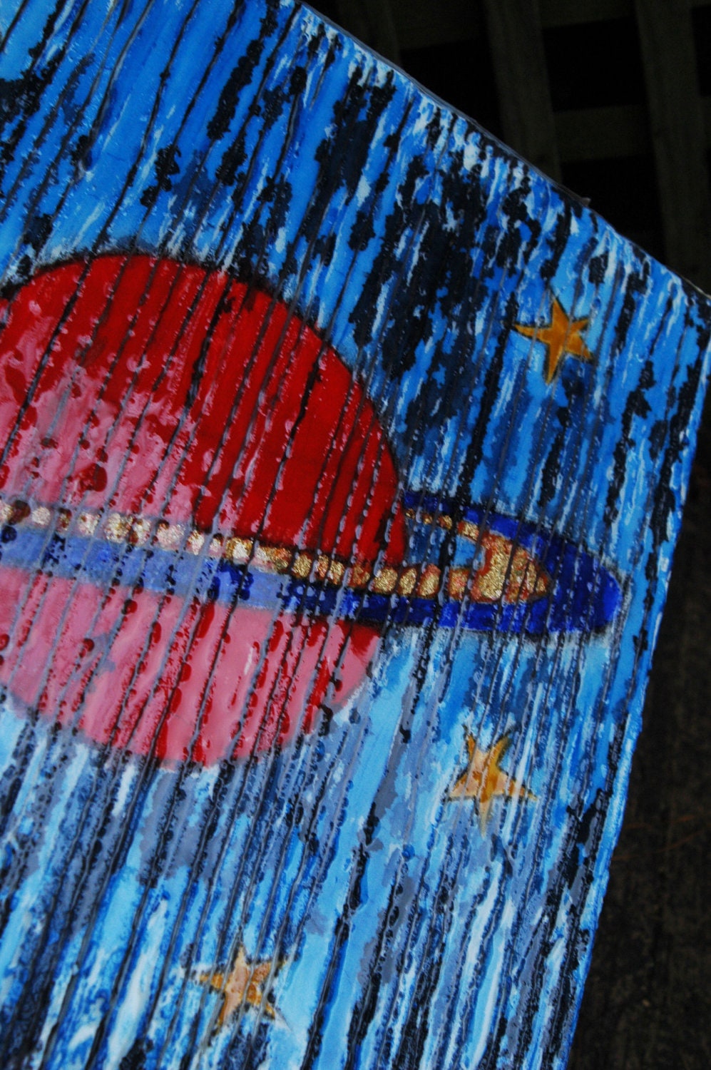 saturn and friends. mixed media wall art