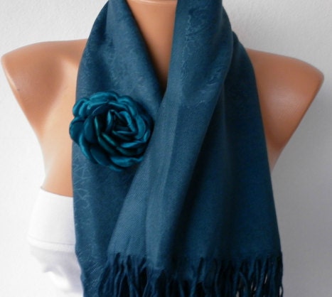Navy Blue Pashmina Shawl Scarf