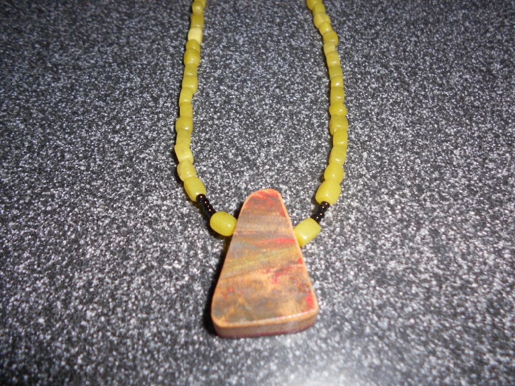 Recycled Upcycled skateboard deck necklace one of a kind yellow jade gifts under 20