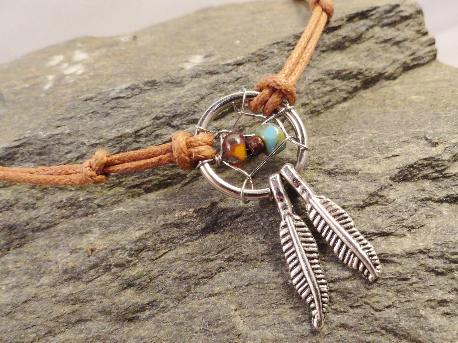 Dream Catcher Anklet or Bracelet Natural Colors