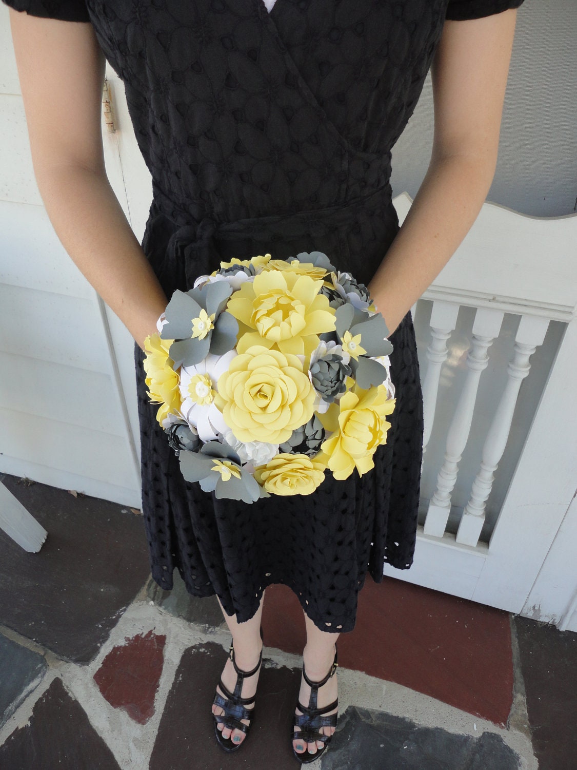 Wedding Peony Paper Flower Bridal Bouquet - Wedding Paper Rose Peony Carnation Daisy Susan