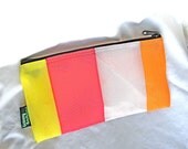Orange / White / Yellow / Red / Large Zipper Pouch / Upcycled Recycled Mesh Bag / Eco Friendly Bags