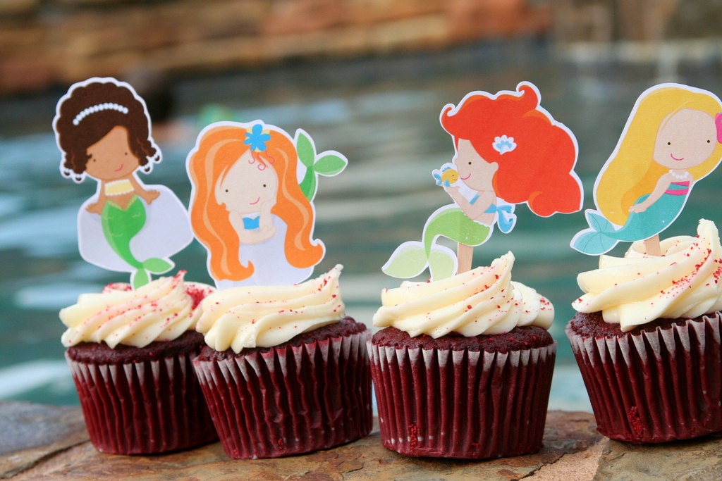 Mermaid Cupcake Toppers Set of 12