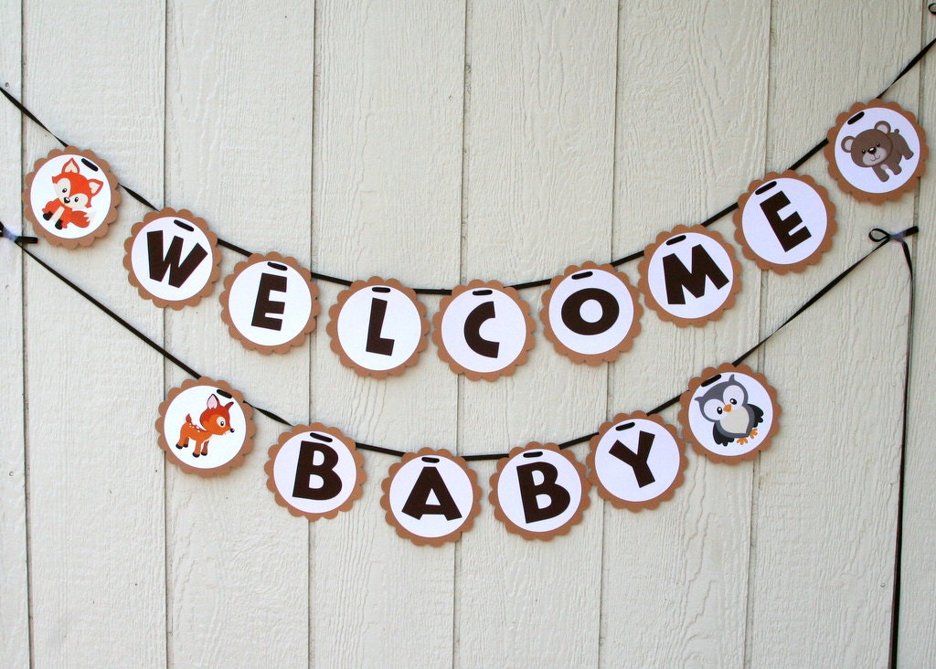 Woodland Creatures Welcome Baby Shower Banner