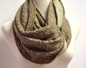 Chunky Knitted Double Sided Black & Grey Infinity Loop Circle Eternity Cowl Scarf Taupe Tan Snood