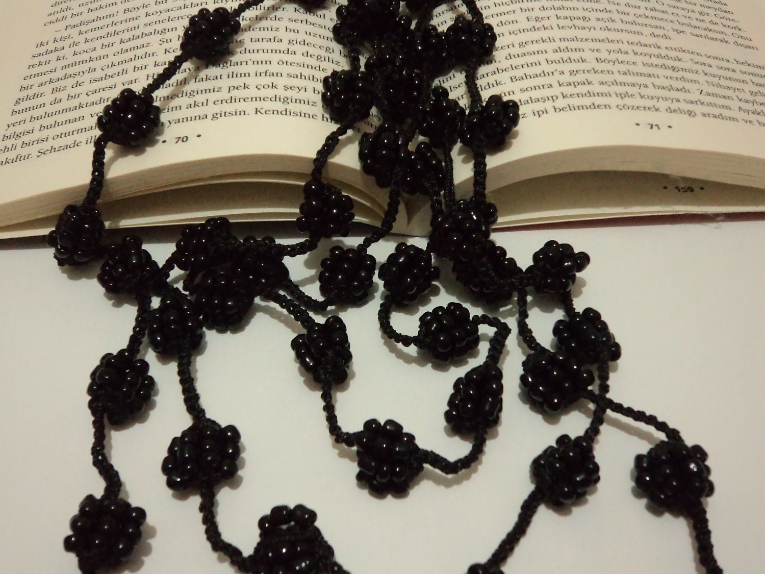 Black beaded glass necklace handmade gift Beaded Crochet Necklace Beadwork accesories handmade jelvery