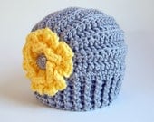 CROCHET PATTERN - Très Chic - a beanie hat with flower in 5 sizes (Baby - Adult) - Instant PDF Download