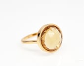 Gold Framed Rose Cut Golden Yellow Citrine Ring - Holiday Gift for Her - Stackable Ring - Gold Gemstone Ring - RachaelRyen