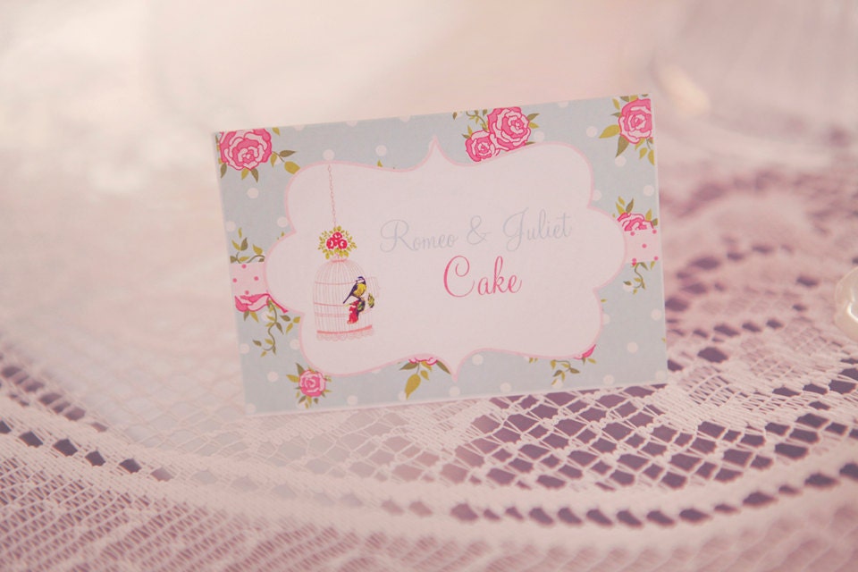 Shabby Chic Vintage Bird/ Birdcage Buffet Tent Cards Il_170x135