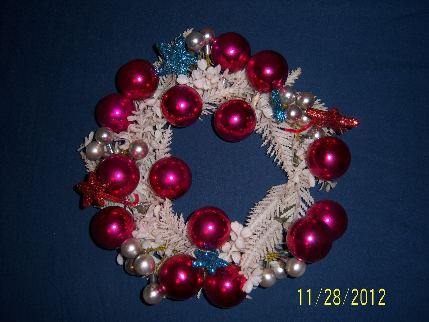 1960s Retro White Plastic Christmas Wreath - Vintage Christmas Wreath Ornament Decor