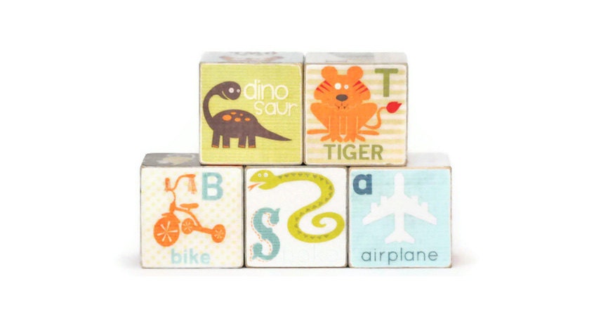 Boy Alphabet Soup Wooden Alphabet Blocks