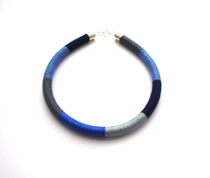 Color block statement necklace / modern / blue and gray necklace / spring summer necklace / nautical