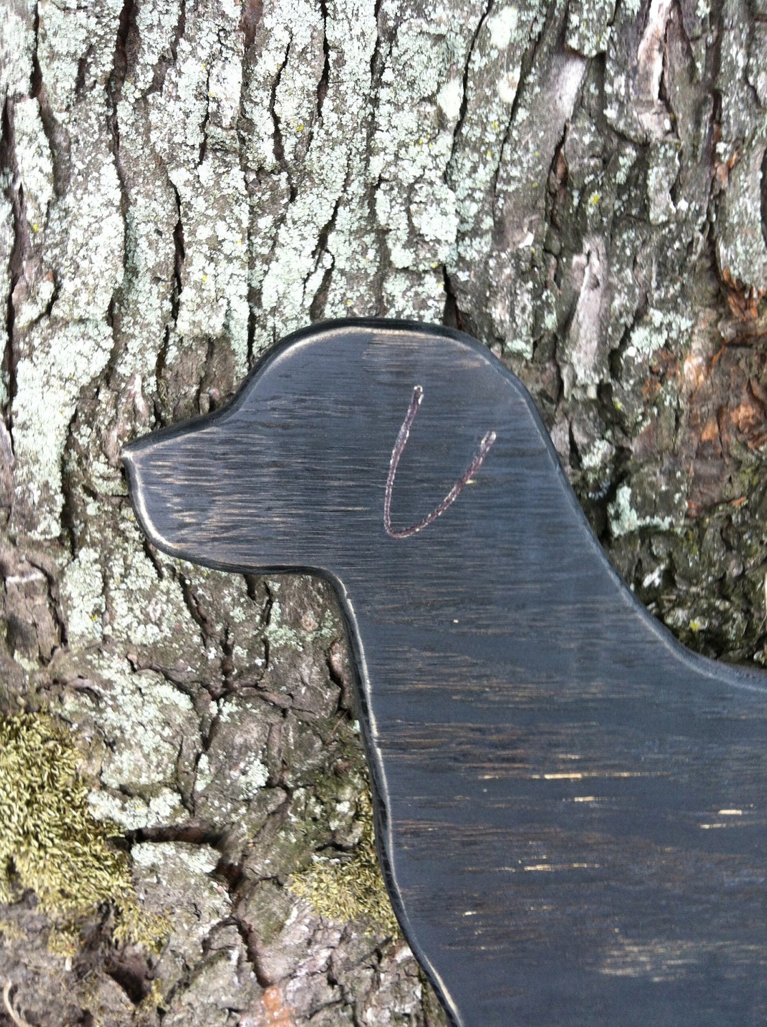 Large Wooden Black Dog wall decor. Labrador distressed preppy decor.