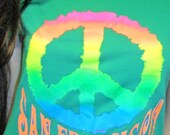 Vintage Green T-Shirt Peace Sign & San Francisco Sz S-M