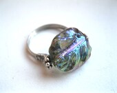 Spring Fairy Ring Vintage Czech Glass Ring. Wire Wrapped Ring in UK L or US 6 The Fairy Stone.