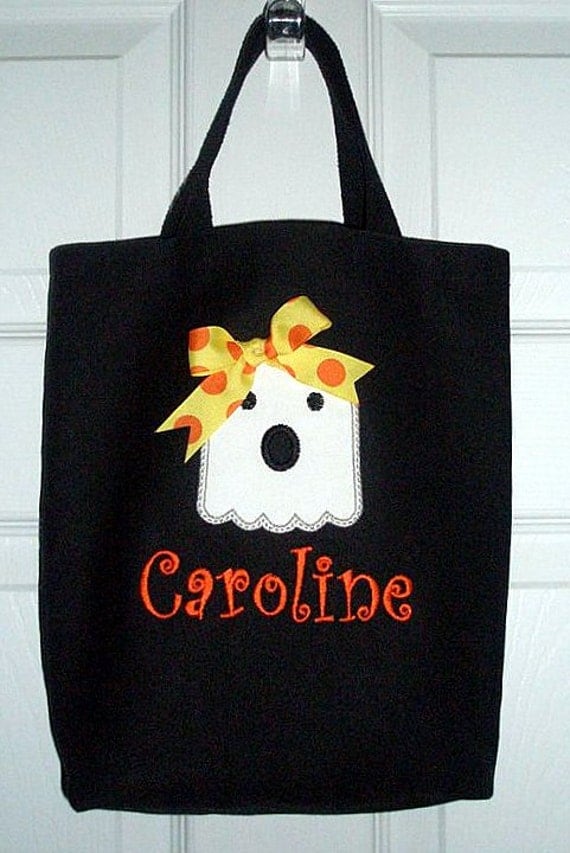 Adorable Halloween Bag with Ghost Applique and Monogram