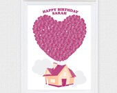 balloon house fingerprint or signature guest book - printable file - new home