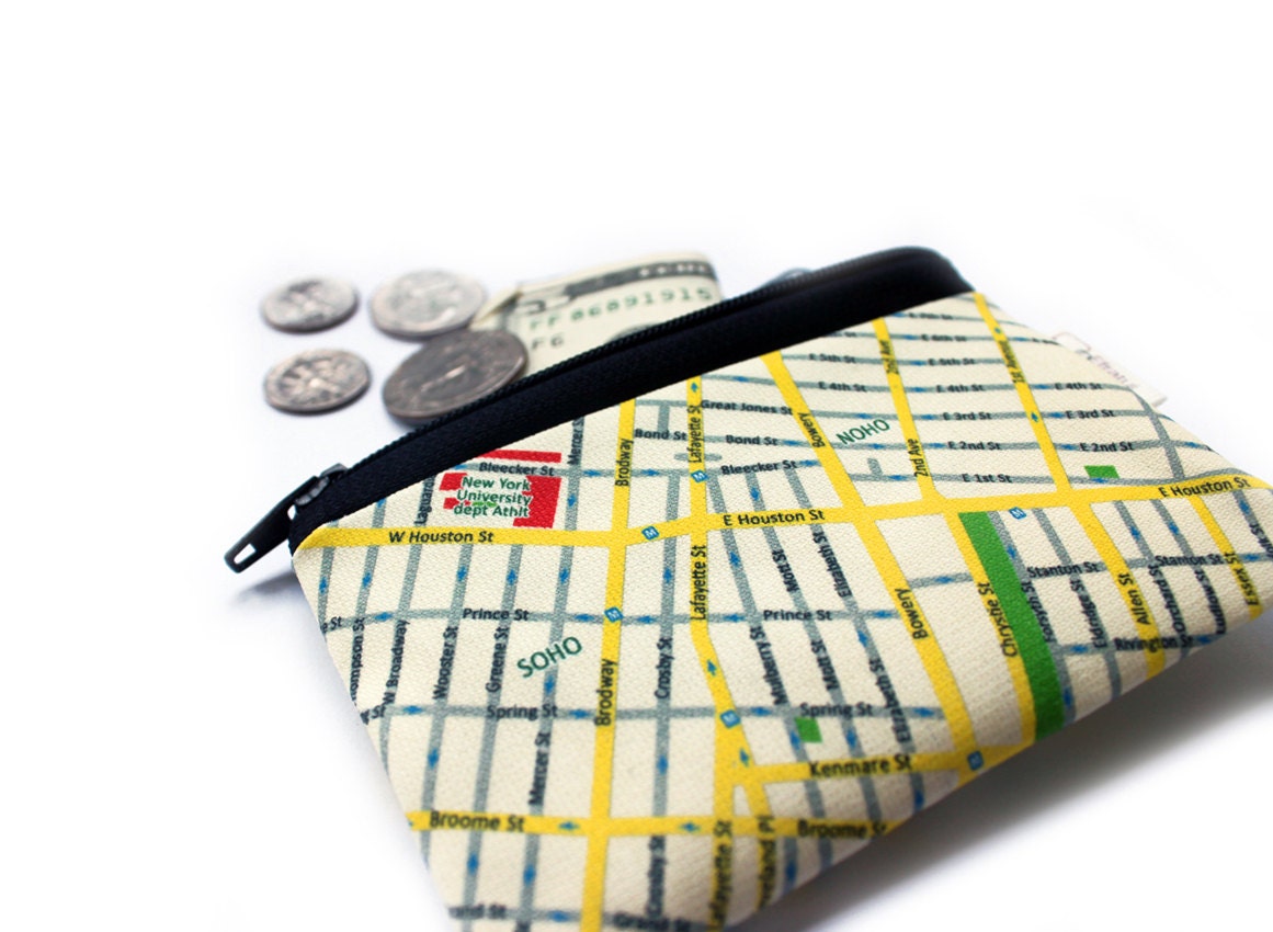 SALE - I love NEW YORK Map Wallet / zipper pouch / coin purse / Souvenir from New York / for men for women for teens