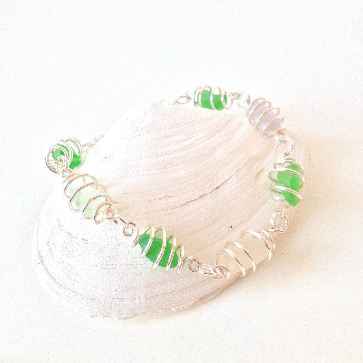 sea glass cage bracelet
