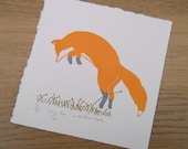 Limited Edition Spring Fox Screen print, Hand Pulled, Eco Friendly Inks.