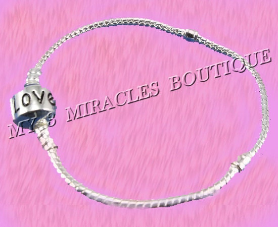 Silver Plated Snake Chain Charm Bracelet European Style Childs Girls Teens Ladies Womens Starter Love Stamped Snap Clasp Christmas Gift