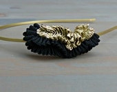 SALE Black and Gold Headband  for Women .  Gifts for Her . Prom . by ponyupdesigns