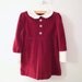 1950's Handmade Ruby Red Velvet and White Lace Dress