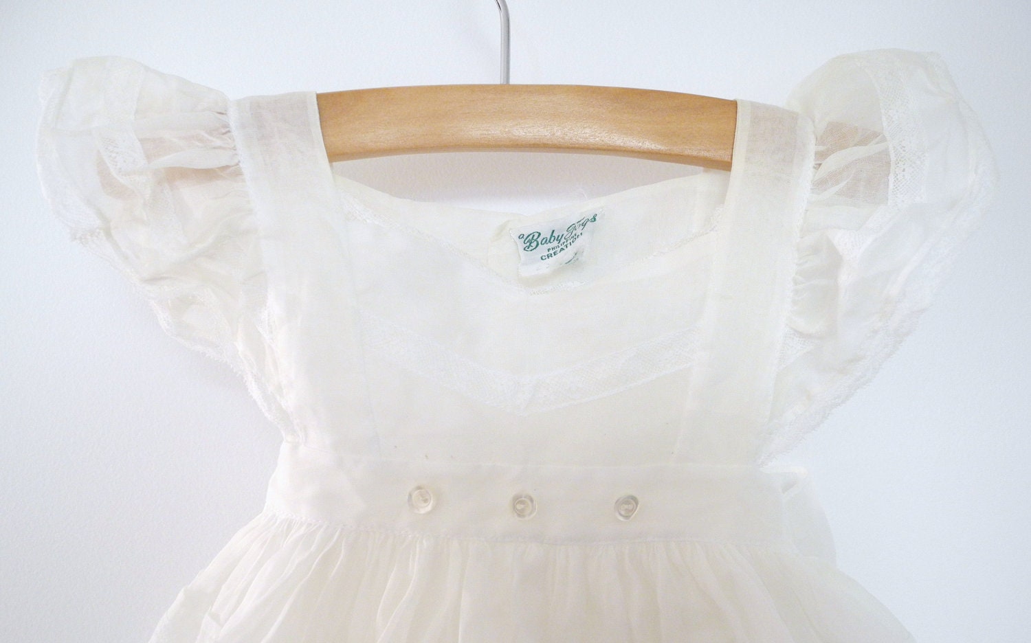 1950's White Chiffon Pinafore